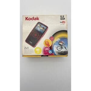 Kodak Zx1 HD Pocket Video Camera Yellow– Tested –Turns On W/ Accessories & Box